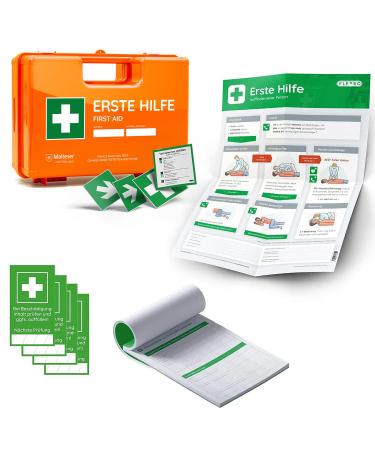 First aid suitcase including wall bracket sticker registration block seal sticker instructions new DIN 13157: 2021 - association kit - Occupational association - first aid suitcase + registration block + first aid instructions + seal sticker
