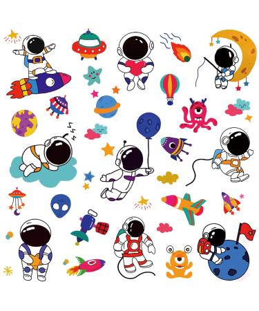 Coszeos Space Temporary Tattoo Kids  70 Styles Fake Cute Astronaut Rocket Planet Tattoo Stickers Waterproof for Boys and Girls Children Party Birthday Decorations Favors Supplies Gifts