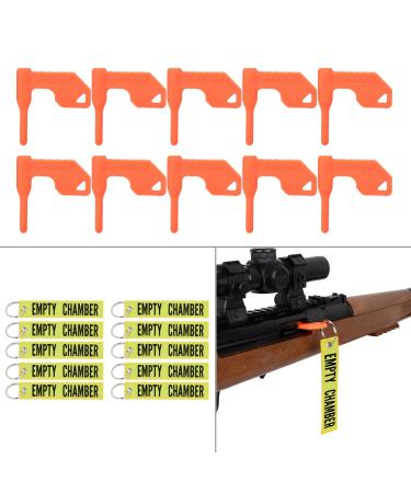 Pridefend 10 Pack Chamber Safety Flag for Rifle Handgun Shotgun with Bonus Bright Yellow Key Chain Tags - Universal Gun Accessories (10 Piece Set) 10 Packs