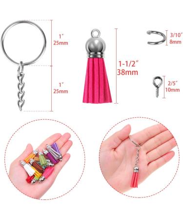 Cridoz 400pcs Tassel Keychain Set for DIY Crafts - Includes Key Chains, Tassels, Rings, Jump Rings, and Eye Pins - Perfect for Acrylic and Resin Keychain Blanks - Buy Online on GoSupps.com