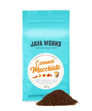 Java Works Coffee Caramel Macchiato Flavoured Coffee *Ground* 340 Grams (Packaging may vary) Caramel Macchiato (Ground) 340 g (Pack of 1)