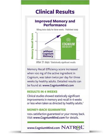 Natrol Cognium Tablets - Memory Support Supplement, 100mg, 60 Count - Safe & Stimulant Free for Brain Health - Buy Online on GoSupps.com