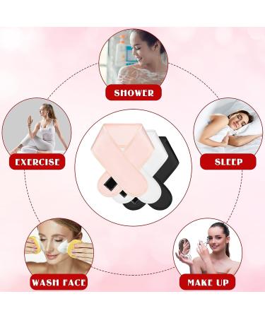 Satin Spa Headband Set - 6 Pieces | Silk Hair Wrap for Women & Girls | Adjustable Satin Hairband for Sleep, Makeup, Skincare | Pink, Black, White - Buy Online on GoSupps.com