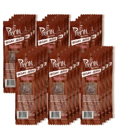 Primal Spirit Vegan Jerky – “Classic Flavor” – Teriyaki, 10 g. Plant Based Protein, Certified Non-GMO, No Preservatives, Sports Friendly Packaging (24 Pack, 1 oz) Teriyaki 1 Ounce (Pack of 24)