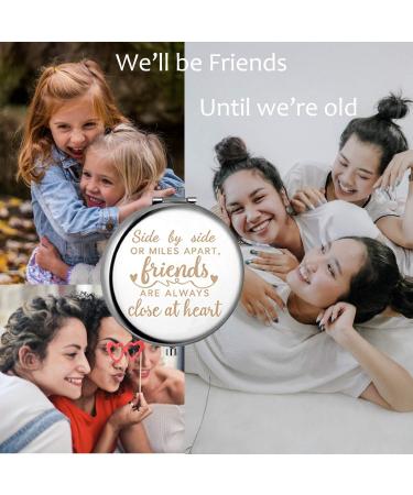 Gift for Friends Women Females Best Friend Friendship Birthday Christmas Gifts Inspirational Gift for Her-Engraved Compact Mirror(Friends are always close at heart) - Buy Online on GoSupps.com