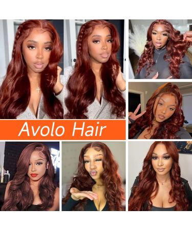 Reddish Brown 22 inch Human Hair Lace Front Wig | Auburn Colored Body Wave | Pre Plucked & Transparent HD Lace | Glueless & Natural Looking - Buy Online on GoSupps.com