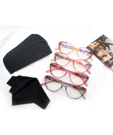 HEEYYOK 4-Pack Cat Eye Fashion Readers for Women - Flower Pattern Spring Hinges 2.5 Diopters - Stylish and Comfortable Eyewear - Buy Online on GoSupps.com