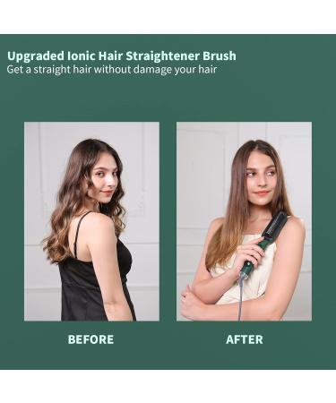 VKK Upgraded Ionic Hair Straightener Brush - Fast Ceramic PTC Heating - 5 Levels Adjustable - Green - Buy Online on GoSupps.com