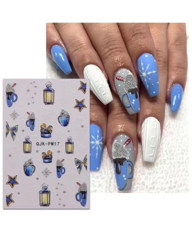 JMEOWIO Glitter Christmas Nail Art Stickers - 10 Sheets Self-Adhesive Snowflake & Tree Designs for Holiday Nail Decoration - Buy Online on GoSupps.com