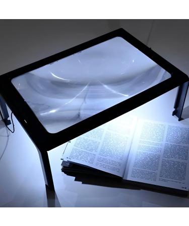 3X Magnifying Glass with LED Light for Reading Page Magnifier for Reading Full Page Rectangle Lighted Magnifier Large Viewing Area for Low Vision Person and Seniors - Buy Online on GoSupps.com