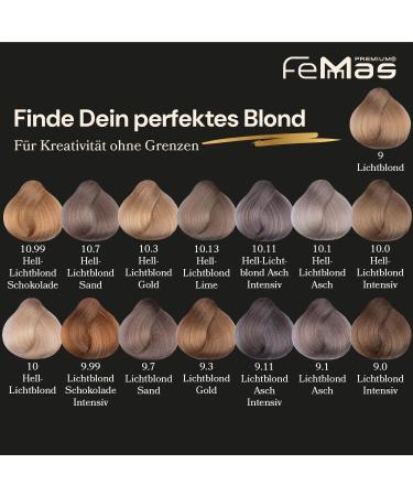  Femmas FemMas Hair dye light blonde ultra intense 9.00 professional cream with argan oil keratin and ceramides as a permanent hair colour or dye for results - Buy Online on GoSupps.com