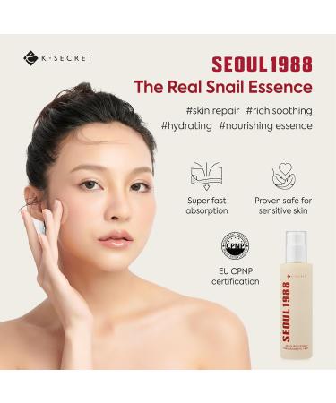 K-SECRET Snail Mucin Essence Serum - 97% Snail Secretion & Rice Extract for Hydration | SEOUL 1988 Korean Skincare 100mL - Buy Online on GoSupps.com