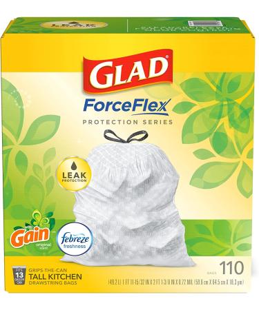 Glad ForceFlex Protection Tall Trash Bags 13 Gal, Gain Original with Febreze 110 Ct - Buy Online on GoSupps.com