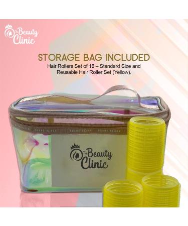 The Beauty Clinic Velcro Rollers for Hair - 10 PCS Self Grip Hair Roller 44mm by 63mm with 6 Duckbill Sectioning Clips Hairdressing Curlers And Self Holding DIY Roller Storage Bag Yellow - Buy Online on GoSupps.com