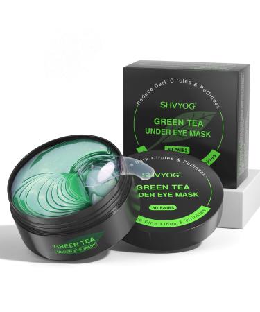 Green Tea Under Eye Patches  30 Pairs Eye Gel Pads Matcha Eye Mask Treatment with Anti-Aging Hyaluronic Acid For Moisturizing Reducing Dark Circles Puffiness Wrinkles Fine Lines-Treatment Gel Bags