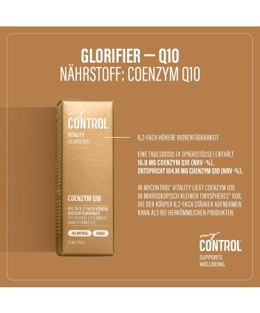 My Control Vitality Coenzyme Q10 Spray 10ml | Anti-Aging | 6.2x Bioavailability | Supports Energy Metabolism & Reduces Oxidative Stress - Buy Online on GoSupps.com