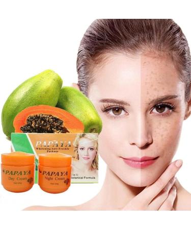 HZXY 2Pcs Papaya Day Cream and Night Cream Long-Lasting Moisturizing Fade Freckles Fade Pigment Face Whitening Essence - Buy Online on GoSupps.com