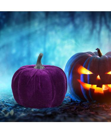 HOMSFOU 5pcs Flannel Foam Pumpkin Faux Pumpkins Farmhouse Pumpkins Harvest Artificial Pumpkins Halloween Decorations Outdoor Home Decor Harvest Party Pumpkin Decor Fake Pumpkin Set Purple Purple 14X12.5X12.5CM - Buy Online on GoSupps.com