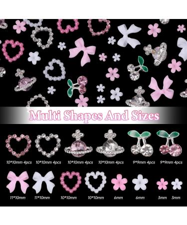Buy Silver Nail Charms & Gems - Cute Bowknot Blossom Flowers & Alloy Rhinestones for Nail Art - DIY Craft Accessories - Buy Online on GoSupps.com