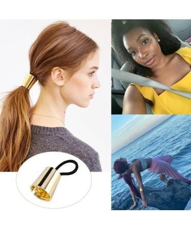 Vipolishtry 2 Pieces Gothic Punk Metal Circle Hair Cuff Elastic Hair Band Hair Ties Ponytail Holder Hair Rope Accessory for Women Girls - Buy Online on GoSupps.com