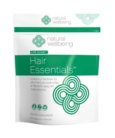 Hair Essentials Natural Hair Growth Supplement for Women and Men - 270 Veg Caps  3-Month Supply