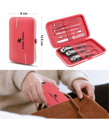 Professional 10pcs Manicure Set - Stainless Steel Nail Clippers & Pedicure Tools in Sakura Pink - Ideal for Travel - Buy Online on GoSupps.com