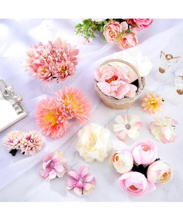 BBTO 21-Piece Flower Hair Clip Set - Rose Barrettes for Women - Boho Bride Hair Accessories - Pink & White Floral Hairpins for Girls Wedding - Buy Online on GoSupps.com
