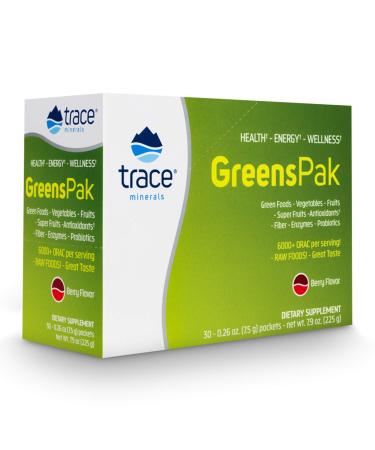 Trace Minerals Research PGG02 - Greens Pak, 30 Packets (Berry) 0.26 Ounce (Pack of 30)