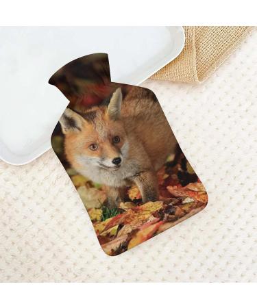 Fox Leaf Hot Water Bottle with Plush Cover - Cozy Bed Warmer for Adults & Children | 26.5x15.3cm - Buy Online on GoSupps.com
