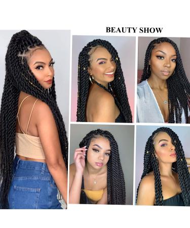 NICETODAY 30 Inch Jumbo Senegalese Twist Crochet Hair 6 Pack - Long Synthetic Braiding Hair for Black Women - Pre-looped & Straight Ends - 1B Color - Buy Online on GoSupps.com