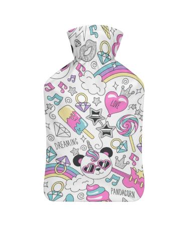 Panda Unicorn Hot Water Bottle With Cover Plush Bed Bottle Hand Warmer For Adults And Children 26.5X15.3cm