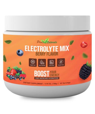 Electrolyte Powder - Refreshing Workout Recovery Electrolytes Sugar Free Gluten Free & Vegan Pure Keto & Paleo Hydration Beverage Immune Boosting Vitamins (198 Grams Berry) Berry 45 Servings (Pack of 1)