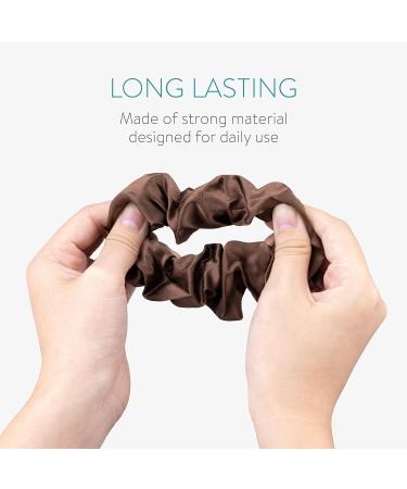 Navaris 2 Pack Large Silk Scrunchies for Hair - Beige/Brown - Elastic Ponytail Holder Set for Women and Girls - Buy Online on GoSupps.com