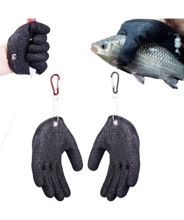Fisherman Professional Catch Fish Gloves, Fishing Glove, Fishing Puncture Proof Gloves, Anti-Slip Fishing Gloves(Black)