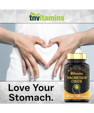 tnvitamins Magnesium Oxide 420mg - 120 Capsules | 4 Month Supply! | 100% Daily Value of Magnesium Oxide in One Capsule | Oxido de Magnesio | Non-GMO Made in The USA - Buy Online on GoSupps.com