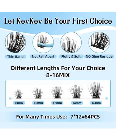KevKev Eyelash Extension Kit - 84 Pcs Cluster Lashes with Lash Bond, Seal, Glue Remover, and Applicator - DIY Cloudy Kit - Buy Online on GoSupps.com
