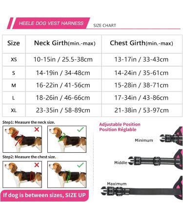 Heele Adjustable No-Pull Dog Harness for Small Dogs - Reflective Breathable & Padded Handle - Perfect Fit 35-61cm - Fuchsie Color - Buy Online on GoSupps.com