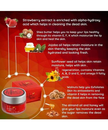 Organic Strawberry Lip Scrub - Perfect Pink Pout for Dry & Chapped Lips | 25g | Unisex Lip Care - Buy Online on GoSupps.com