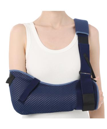 Velpeau Arm Sling with Waist Strap - Ventilated & Breathable Support Brace for Shoulder Rotator Cuff Elbow Hand injury (Mesh-Blue Right Large) Large Breathable Version-Right hand
