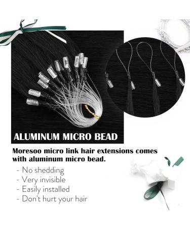 Moresoo Microring Extensions - 50cm Real Remy Hair Black #1 Thick 50g - Cold Fusion Hair Extensions - Buy Online on GoSupps.com