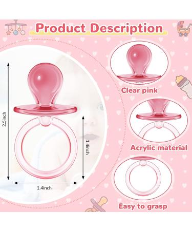 48 Pink 2.5-Inch Acrylic Baby Pacifiers for Baby Shower Favors and Gender Reveal Party Decorations - Buy Online on GoSupps.com