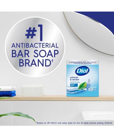 Dial Antibacterial Bar Soap - Refresh & Renew Spring Water 4 oz (Pack of 8) - Effective Germ Protection | International Shipping Available - Buy Online on GoSupps.com