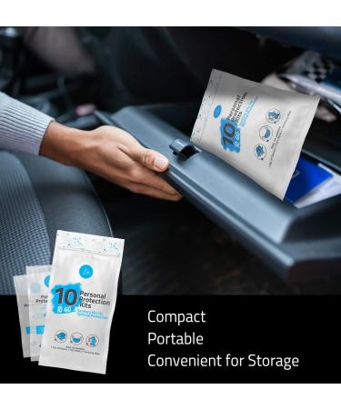 All-in-One Personal Protection Kits to GO - 10 Pack - With Plastic Gloves Hand Cleansing Wipes Disposable Face Mask - Buy Online on GoSupps.com