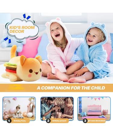 LAIBUY Hamburger Cat Plush Pillow - Soft Kawaii Anime Stuffed Animal Toy for Kids, Boys, Girls - Cute Hugging Pillow - Ideal Birthday & Christmas Gift (Orange) - Buy Online on GoSupps.com