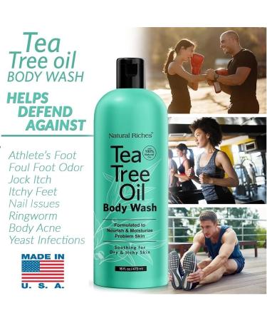 Natural Riches Tea Tree Body Wash - Itchy Skin Relief - Peppermint, Eucalyptus & Tea Tree Oil - Men & Women 2x16 fl oz - Buy Online on GoSupps.com