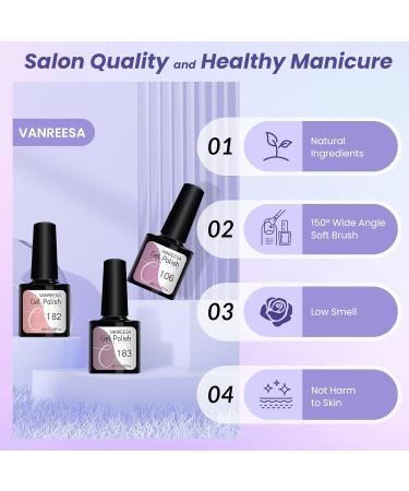 VANREESA Gel Nail Polish Set - 10 Colors with UV Lamp, Glossy Matte Top Coat - DIY at Home Kit for Women - Yellow, Blue, White - 26 Piece Set - Buy Online on GoSupps.com