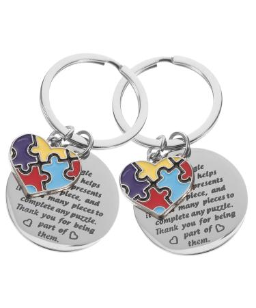 Abaodam 2st key pendant Therapist Recognition key pendant puzzle-jewelry teacher therapy key trailer keychain keychain rustproof steel accessories heart-shaped lover