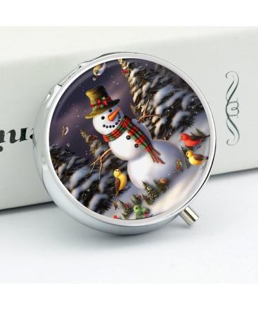 Travel Pill Box Organizer - 3 Compartment Snowman & Christmas Tree Design - Portable Pill Case for Purse & Pocket - Buy Online on GoSupps.com
