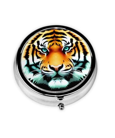 Little Fat Tiger Headround Pill Box 3 Compartment Round Pill Box Organizer Portable Travel Pill Box for Traveling.