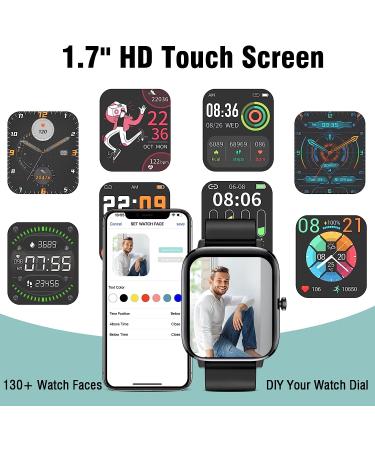 Full Touch Smart Watch for Android iOS Phones | Smart Fitness Tracker with Call Function | IP67 Waterproof Smartwatch for Men and Women - Black - Buy Online on GoSupps.com